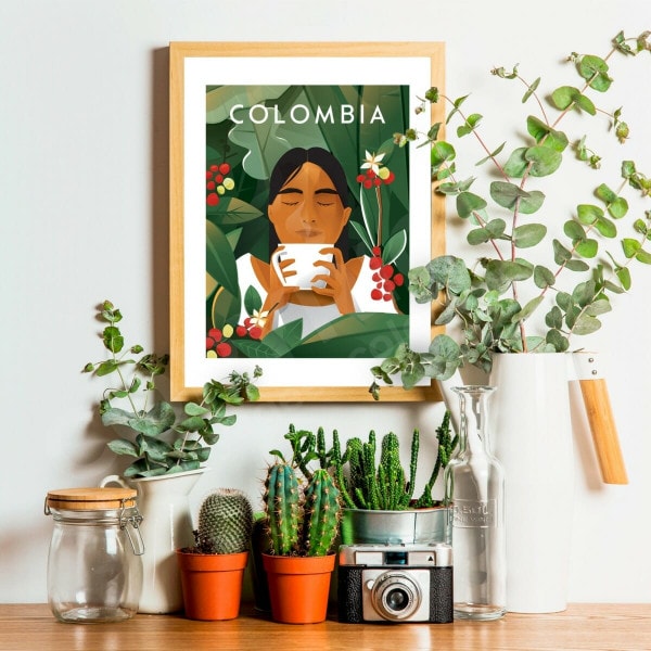 affiche café colombie cadre décoration