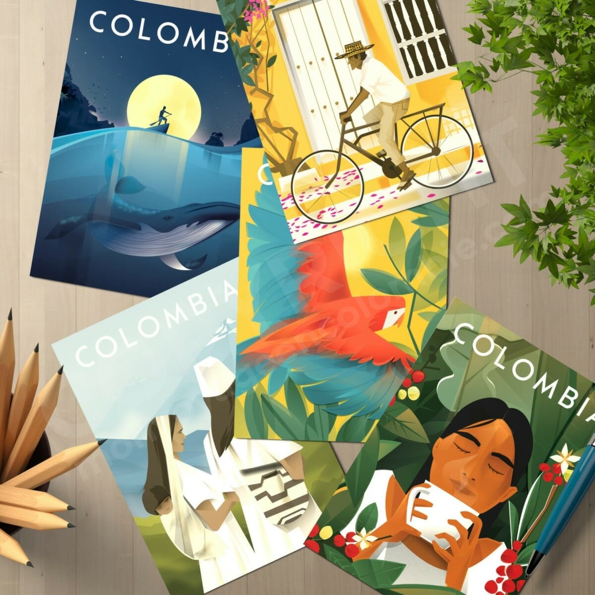 Cartes postales Illustrations de Colombie Cadeau de Noel